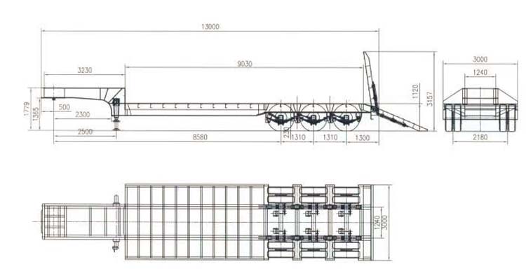 low bed trailer drawing