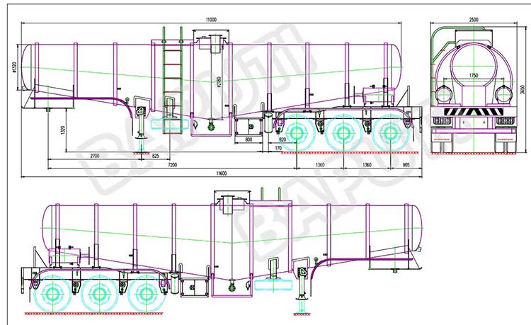 Sulfuric Acid Tank Trailer for sale designd drawing